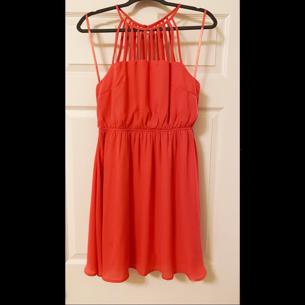 Coral cage dress